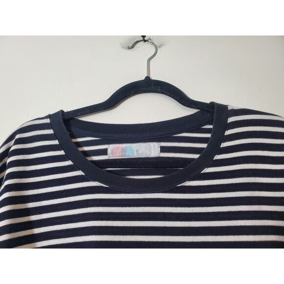 Free People Women’s Medium Black & White Striped Crop Top Long Sleeve Cotton - Picture 2 of 9